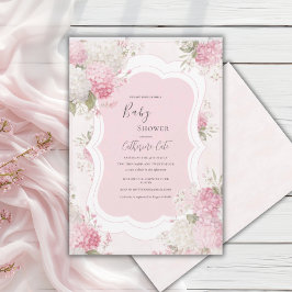 Rosa Hydrangea Blommig Elegant Bebis Shower Inbjudningar