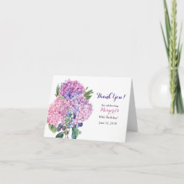 Rosa Hydrangea Blommigt 80:e födelsedag Tack Kort