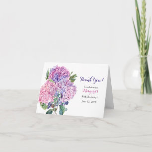 Rosa Hydrangea Blommigt 80:e födelsedag Tack Kort