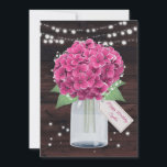 Rosa Hydrangea Blommigt Birthday Card for Sister Kort<br><div class="desc">Cute Rustic rosa blommigt-födelsedagskort med rosa hydrangeas och baby utandning inuti en mason burk mot en rustik träbakgrund. String ljus och dubbla stjärnor tillför en magisk charm till den här fina blommigten. En blommigt märkre med anpassningsbar "Grattis på födelsedagen" på framsidan och ett stort blommigt hjärta med ett meddelande längst...</div>