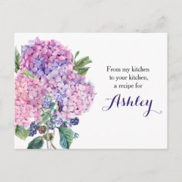 Rosa Hydrangea Blommigt Blackberry Recipe Card Vykort