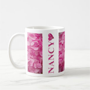 rosa Hydrangea Blommigt Brev & Cute Heart Kaffemugg