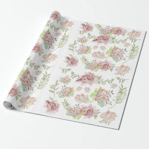Rosa Hydrangea Blommigt Vattenfärg Ro Sage Presentpapper