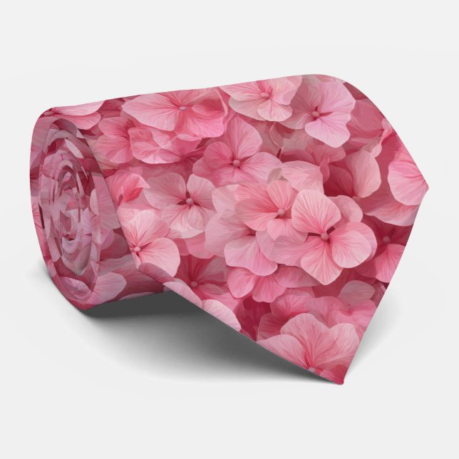 Rosa Hydrangea Blommönster Slips (Rullad)
