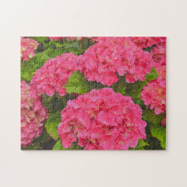 Rosa Hydrangea Blomsterträdgård Art Puzzle Pussel