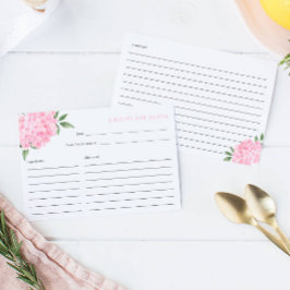 Rosa Hydrangea Bloom Recept Card Tilläggskort