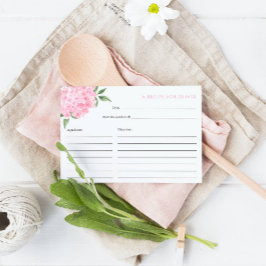 Rosa Hydrangea Bloom Recept Card Tilläggskort