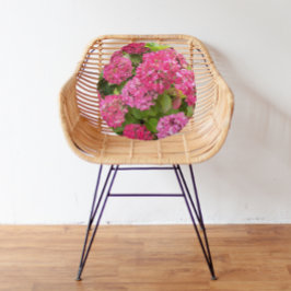 Rosa Hydrangea Blooms Blommigt Rund Kudde