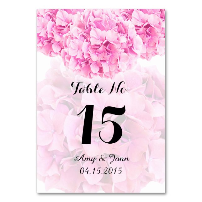 Rosa hydrangea bröllop bordsnummer hydrangea1 (Framsidan)