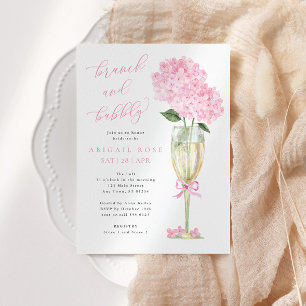 Rosa Hydrangea Brunch och Bubly Gold Champagne Inbjudningar