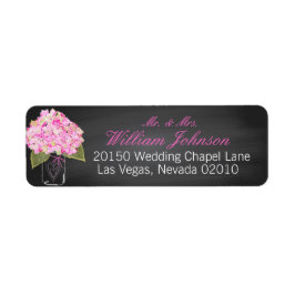 Rosa Hydrangea Burk Chalkboard Bröllop-etikett Returadress Etikett
