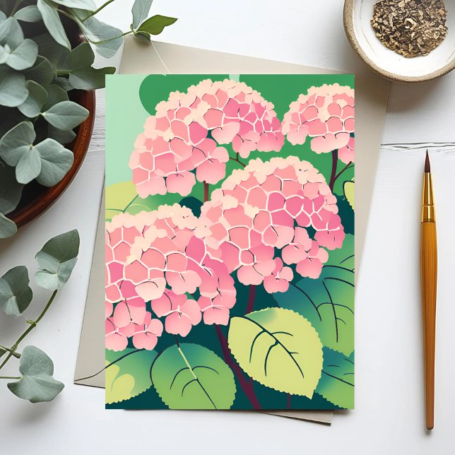 Rosa Hydrangea Bush vykort (Skapare uppladdad)