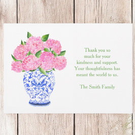 Rosa Hydrangea Chinoiserie Vas Sympathy Tack Anteckningskort