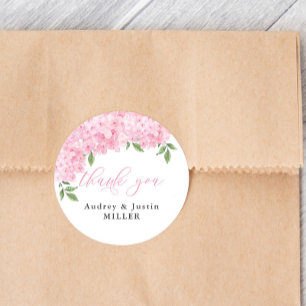 Rosa Hydrangea Customized Wedding Favor Runt Klistermärke