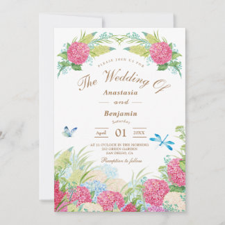 Rosa Hydrangea Elegant Blommigt Bröllbjudan Inbjudningar