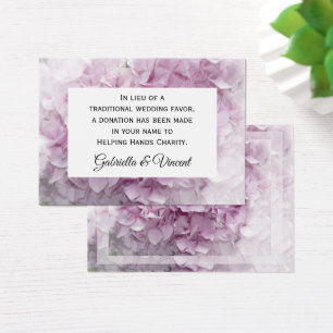 Rosa Hydrangea Flower Bröllop Charity Favity Card Visitkort