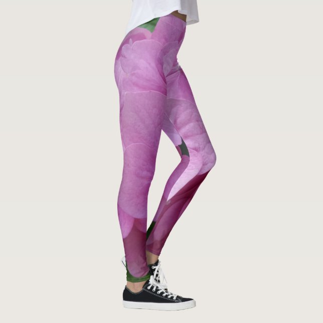 Rosa Hydrangea Flower Leggings (Höger)