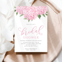 Rosa Hydrangea Flowers Calligraphy Bridal Shower Inbjudningar