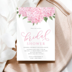 Rosa Hydrangea Flowers Calligraphy Bridal Shower Inbjudningar