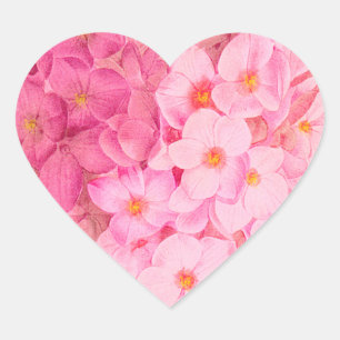 Rosa Hydrangea Flowers Heart Stickers Hjärtformat Klistermärke