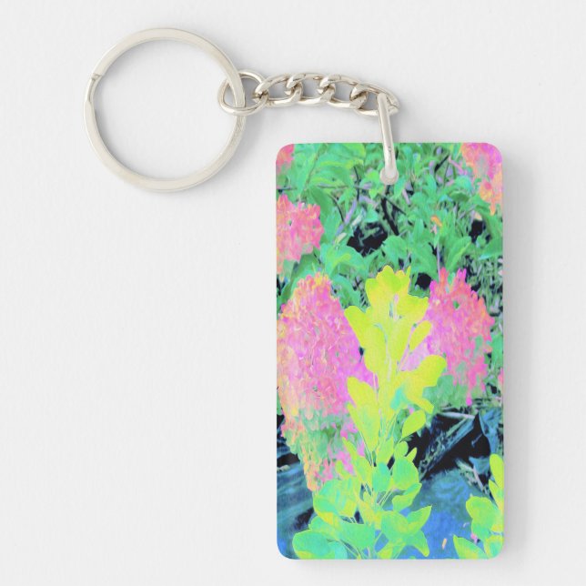 Rosa Hydrangea Garden med Gult Foliage (Framsidan)