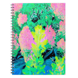 Rosa Hydrangea Garden med Gult Foliage Anteckningsbok