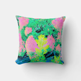 Rosa Hydrangea Garden med Gult Foliage Kudde