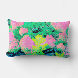 Rosa Hydrangea Garden med Gult Foliage Lumbarkudde