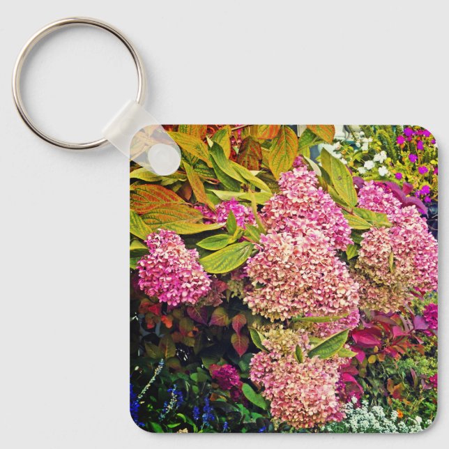 ROSA HYDRANGEA GARDEN/retur till ägare om sådan fi Nyckelring (Framsida)