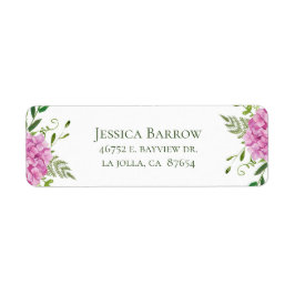 Rosa Hydrangea Girl Baby Shower Returadress Etikett