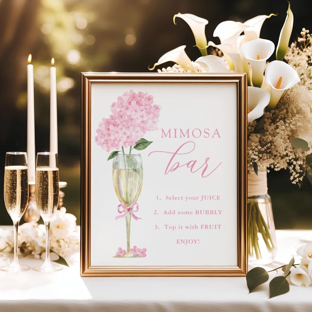 Rosa Hydrangea, Gold Mimosa Bar Shower Poster (Skapare uppladdad)