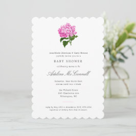 Rosa Hydrangea Grandmillennial Baby Shower Inbjudningar