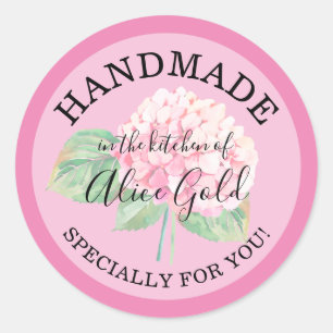Rosa Hydrangea HANDMADE åt dig Konserveringsgåvo Runt Klistermärke