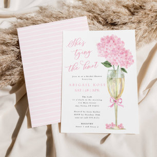 Rosa Hydrangea. Hon tar Knot Bridal Shower Inbjudningar