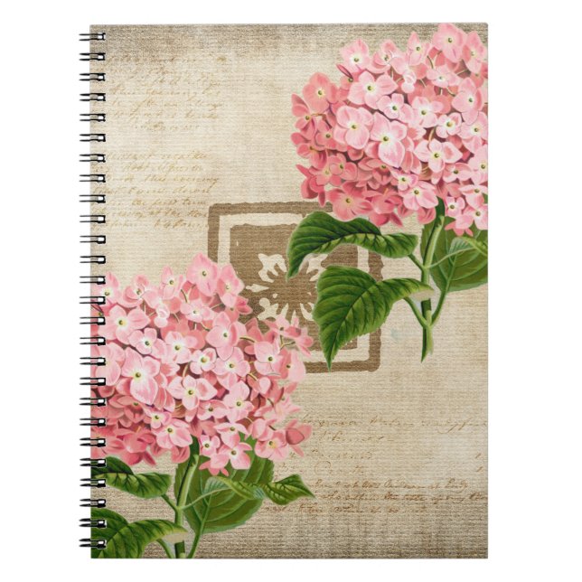 Rosa Hydrangea-kluster II Anteckningsbok (Framsidan)