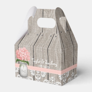 Rosa Hydrangea Mason Burk bröllopets favoritbox Presentaskar