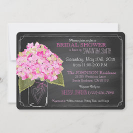 Rosa Hydrangea Mason Burk Chalkboard Möhippa Inbjudningar