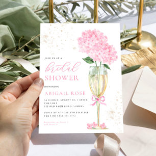 Rosa Hydrangea Möhippa Guld Champagne Inbjudningar