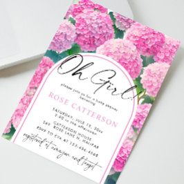 Rosa Hydrangea Oh Baby Shower Inbjudningar