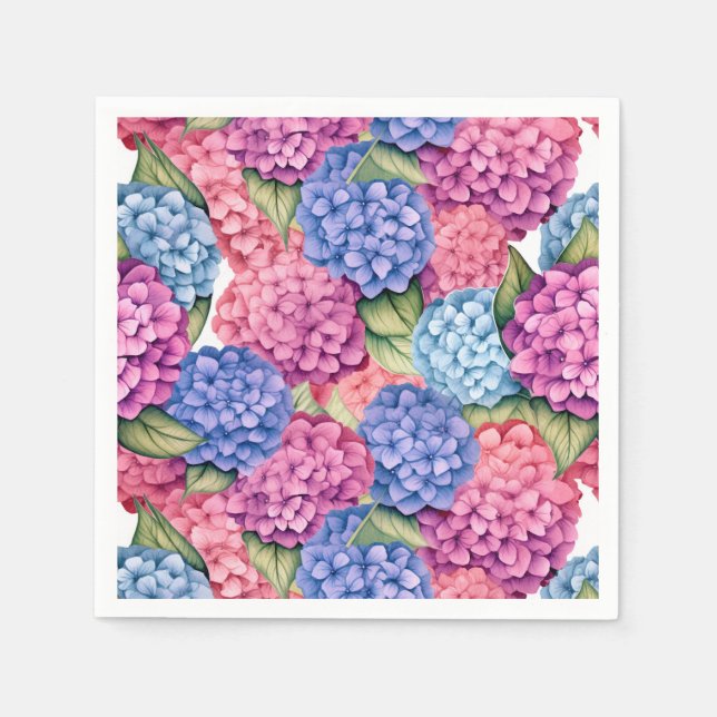 Rosa Hydrangea Pappersservetter, Trädgård Bröllops Pappersservett (Framsidan)
