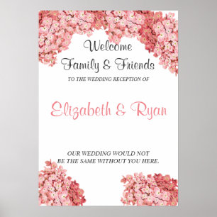 Rosa Hydrangea, Personligt bröllp Välkommen Poster