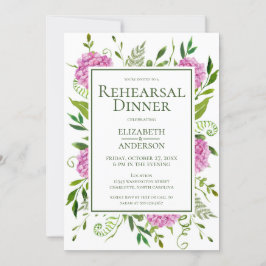 Rosa Hydrangea Rehearsal Middag Inbjudningar