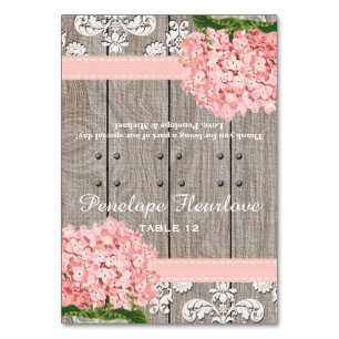 Rosa Hydrangea Ribbon DIY Tält Place Card Bordsnummer