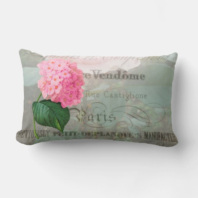 Rosa Hydrangea Romantic Fransk accent Pillow Lumbarkudde (Framsida)