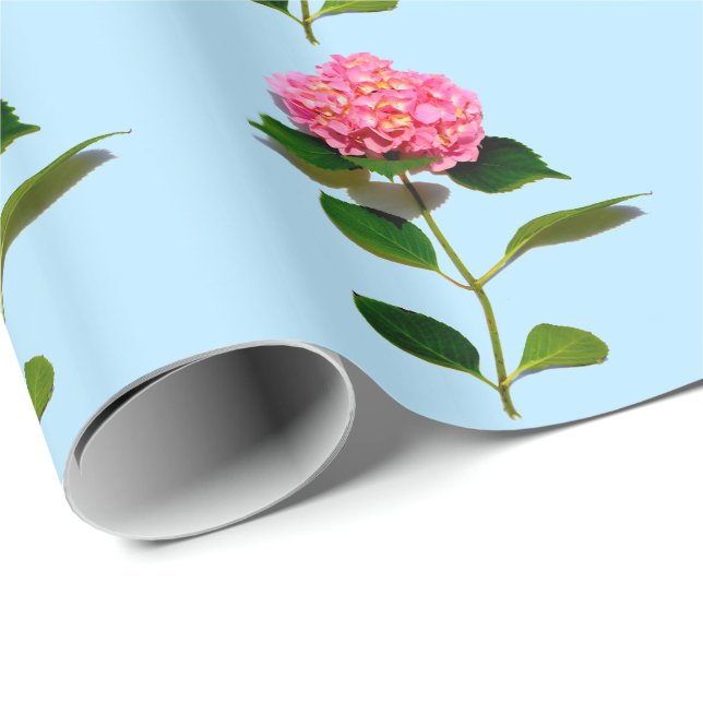 Rosa Hydrangea rosa blommigt rosa blomma Presentpapper (Rullad Hörn)