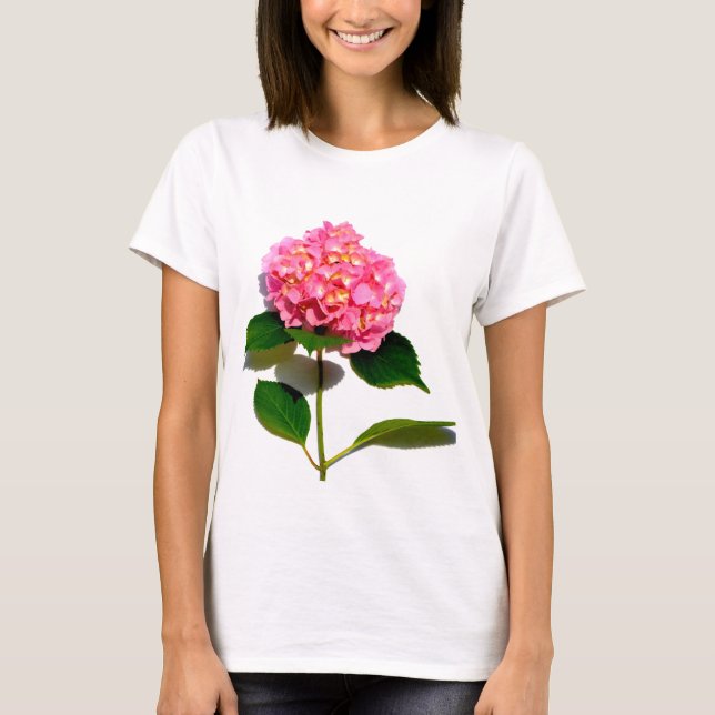 Rosa Hydrangea rosa blommigt rosa blomma T-shirt (Framsida)