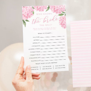 Rosa Hydrangea som känner till det Pappra spelkort Flygblad
