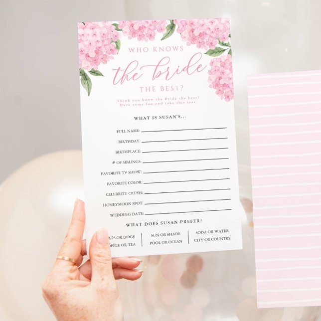 Rosa Hydrangea som känner till det Pappra spelkort Flygblad (Skapare uppladdad)