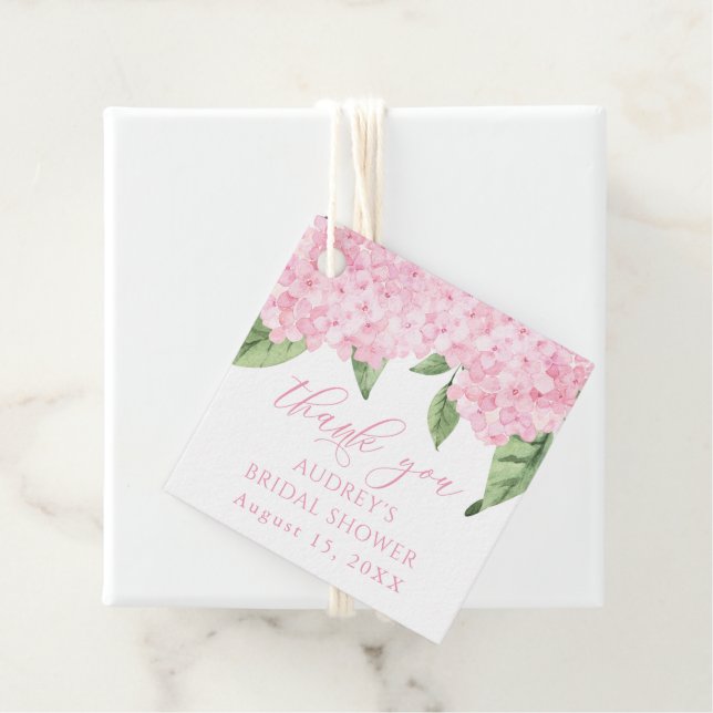 Rosa Hydrangea Tack Anpassad Bröllopsfest Gåvor Etiketter (På plats)