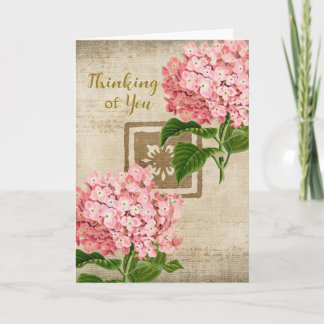 Rosa Hydrangea Tänker på Dig Kort